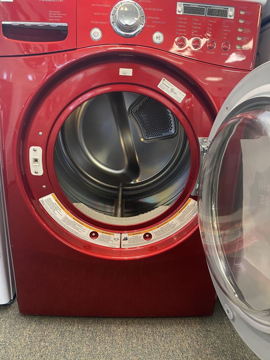 LG Steam Dryer- Wild Cherry Red | Discount Appliances